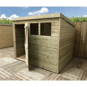 7 x 6 Garden Shed Pressure Treated T&G PENT Wooden Garden Shed - 2 Windows + Single Door (7' x 6' / 7ft x 6ft) (7x6)