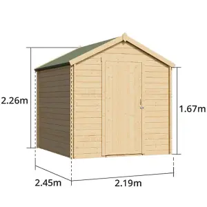 BillyOh Pro Apex Log Cabin Wooden Shed - W2.0m x D2.5m (7 x 8ft) - 28mm Thickness