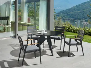 Set of 4 Garden Chairs with Cushions TAVIANO Metal Black