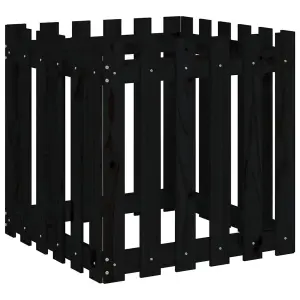 Berkfield Garden Planter with Fence Design Black 60x60x60 cm Solid Wood Pine