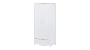 Spacious Mia Hinged Wardrobe with Shelves and Drawer in White Matt & Pink (H)1860mm (W)850mm (D)510mm - Elegant Bedroom Organiser