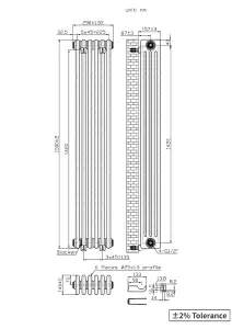 Right Radiators 1500x290 mm Vertical Traditional 4 Column Cast Iron Style Radiator Black