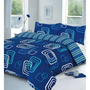 Ralls Geometric Shapes Duvet Cover Set with Pillowcases Blue / Super King Duvet Cover + 2 Standard Pillowcases