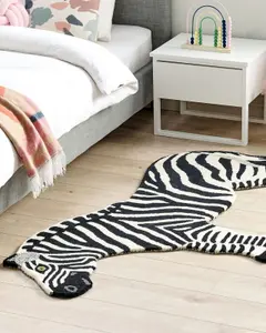 Wool Kids Rug Zebra 100 x 160 cm Black and White KHUMBA