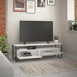 Decortie Cornea Modern TV Unit White with Storage TV Cabinet 150cm