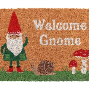 Something Different Welcome Gnome Door Mat Natural/Red/Green (One Size)