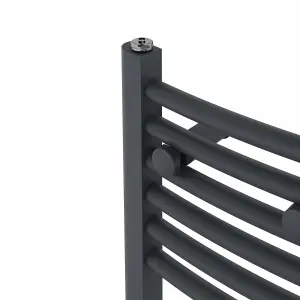 Right Radiators 1800x300 mm Curved Heated Towel Rail Radiator Bathroom Ladder Warmer Anthracite