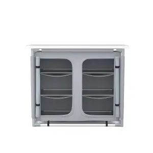 Dark Gray Folding Portable Outdoor Camping Kitchen Table Cabinet Storage BBQ Cook Station 100cm W