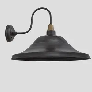 Industville Swan Neck Giant Hat Wall Light, 21 Inch, Pewter