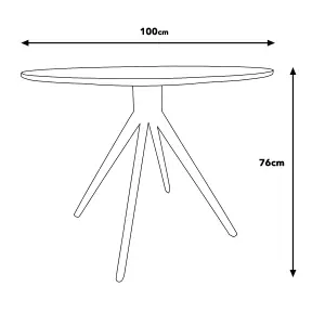 Core Products Aspen White 100cm Round Dining Table with 4 Grey Plastic Curve Design Chairs