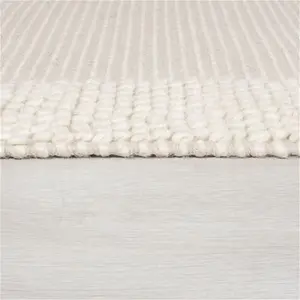 Dunelm Pebble Wool Border Rug, Scandi, Size: 120cm X 170cm (4ft X 5.5Ft), Cream, Pebble Ivory