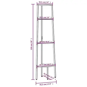 Berkfield 4-Tier Corner Shelf Dark Brown and Black 45.5x31.5x150 cm