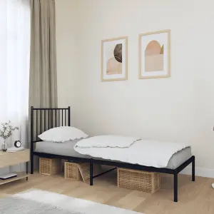 Berkfield Metal Bed Frame with Headboard Black 80x200 cm