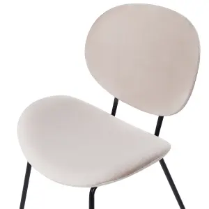 Set of 2 Dining Chairs LUANA Light Beige Velvet