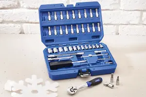 Faithfull 46-Piece Metric Socket Set with Ratchet and Accessories