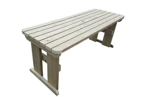 Wooden garden table, Hollies rounded outdoor pinic dining desk (3ft, Natural finish)