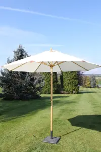 Large Hardwood Garden Parasol Umbrella - 3M Wide - (cream)