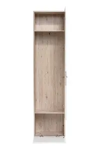 Gustavo IV Hallway Set: Elegant Storage Solution with LED Lighting - W2100mm x H2000mm x D350mm in Oak Wellington & White Gloss