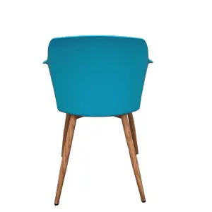 Set of 2 Eden Dining Chairs with Leather Cushions Dining Armchair Blue