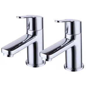 Clever Urban Bathroom Hot & Cold Bath Pillar Tap Pair Chrome