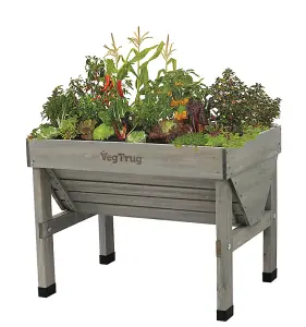 VegTrug Outdoor Raised Wooden Planter Small Classic Grey Wash