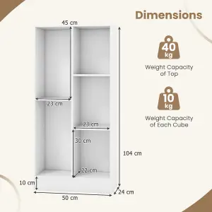 COSTWAY 5-Cube Kids Bookcase 104 cm Wooden Bookshelf Toy Storage Organizer