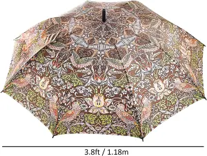 Clip on William Morris Parasol Umbrella with Universal Screw Clamp for Garden Chair or Lounger - Strawberry Thief Design