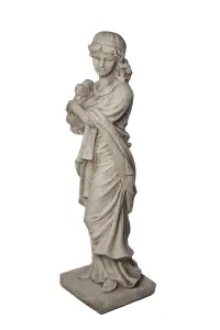 Tall Stone Cast Lady Statue with Harp