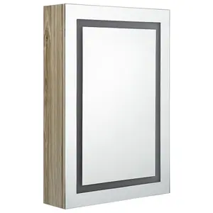 Berkfield LED Bathroom Mirror Cabinet Oak 50x13x70 cm