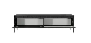 SENNE Modern Large TV Cabinet (H)530mm (W)1870mm (D)400mm - Black Matt with Trendy Fluted Fronts