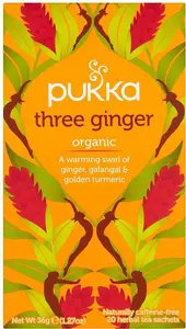 Pukka Organic Three Ginger Tea - 20 Tea Bags - With Ginger, Galangal & Golden Turmeric - Blended With Organic Herbs