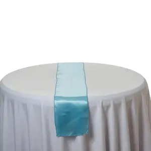 Neel Blue 11x 108 Inch Plain Satin Silk Table Runner, Baby Blue