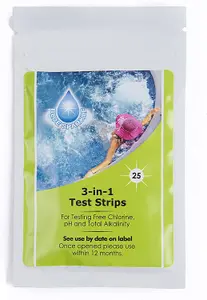 150 Dip 3-in-1 Test Strips Blue Sparkle for Ground Pool Spa and Hot Tubs Treatment to Measures PH, Alkaline and Chlorine