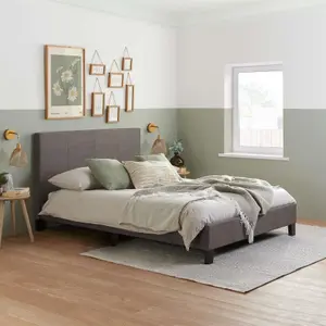 Double Bed Frame & Mattress Grey Fabric Birlea Sleepsoul Paris 4FT6