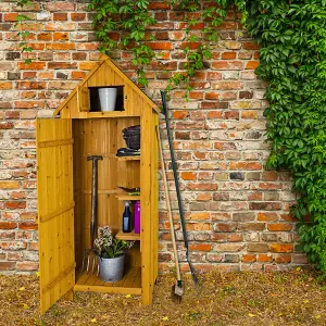 Outdoor Bideford Garden Wooden Storage Cabinet Tool Shed - Natural