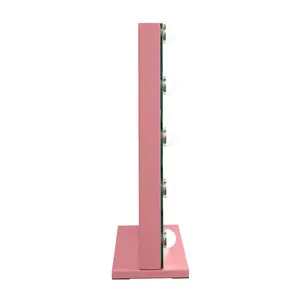 Metal Flat LED Floor Mirror Pink