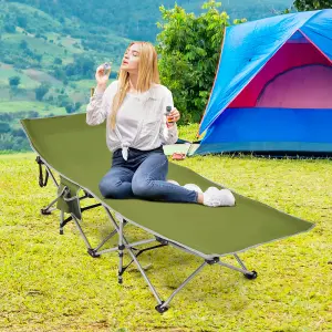 Costway Folding Camping Cot Heavy-Duty Outdoor Cot Bed Portable Sleeping Cot