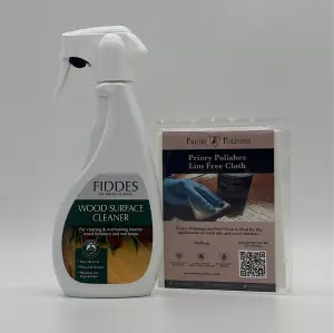 Fiddes Wood Surface Spray Cleaner, 500ml & Free Priory Polishes Lint Free Cloth