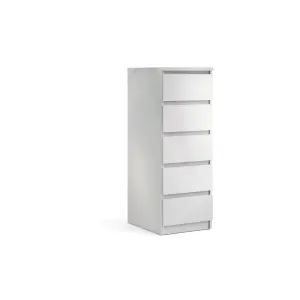 Esla High gloss white 5 Drawer Chest of drawers (H)1100mm (W)400mm (D)500mm