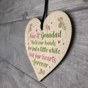 Red Ocean Nan And Grandad Ornament Wooden Heart Gift For Grandparents Keepsake Plaques