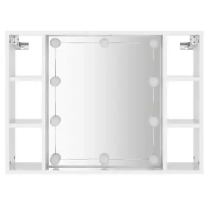 Berkfield Mirror Cabinet with LED High Gloss White 76x15x55 cm