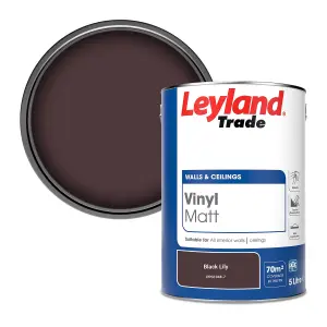 Leyland Trade Vinyl Matt Walls & Ceilings Emulsion Paint Black Lily (PPG1048-7) 5L