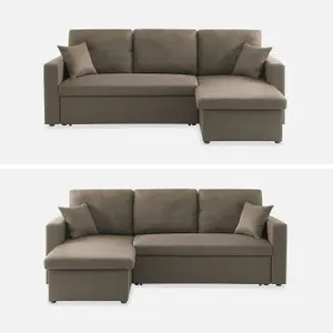 sweeek. 3-seater reversible corner sofa bed with storage Ida Taupe Grey 219x84x68 cm