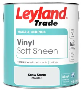 Leyland Trade Vinyl Soft Sheen Walls & Ceilings Emulsion Paint Snow Storm (PPG1172-1) - 2.5L