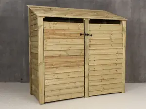 Wooden log store with door W-187cm, H-180cm, D-88cm - natural (light green) finish