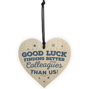 Red Ocean Good Luck Colleague Leaving Work Job Gift Handmade Wooden Heart Sign Friendship Thank You Gift