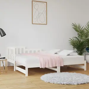 Berkfield Pull-out Day Bed White 2x(80x200) cm Solid Wood Pine