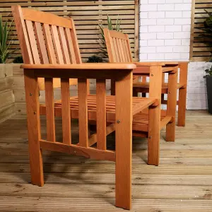 2 Person Wooden Garden Bench Love Seat & Table Garden Furniture