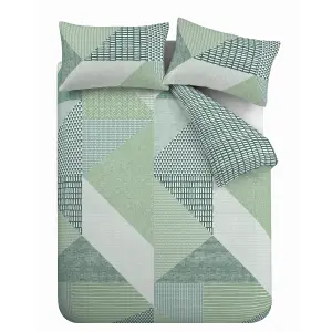 Catherine Lansfield Bedding Larsson Geo Duvet Cover Set with Pillowcases Green