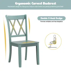 Costway Set of 2 Dining Chairs Wooden Kitchen Side Chair Armless Chairs w/ X Back